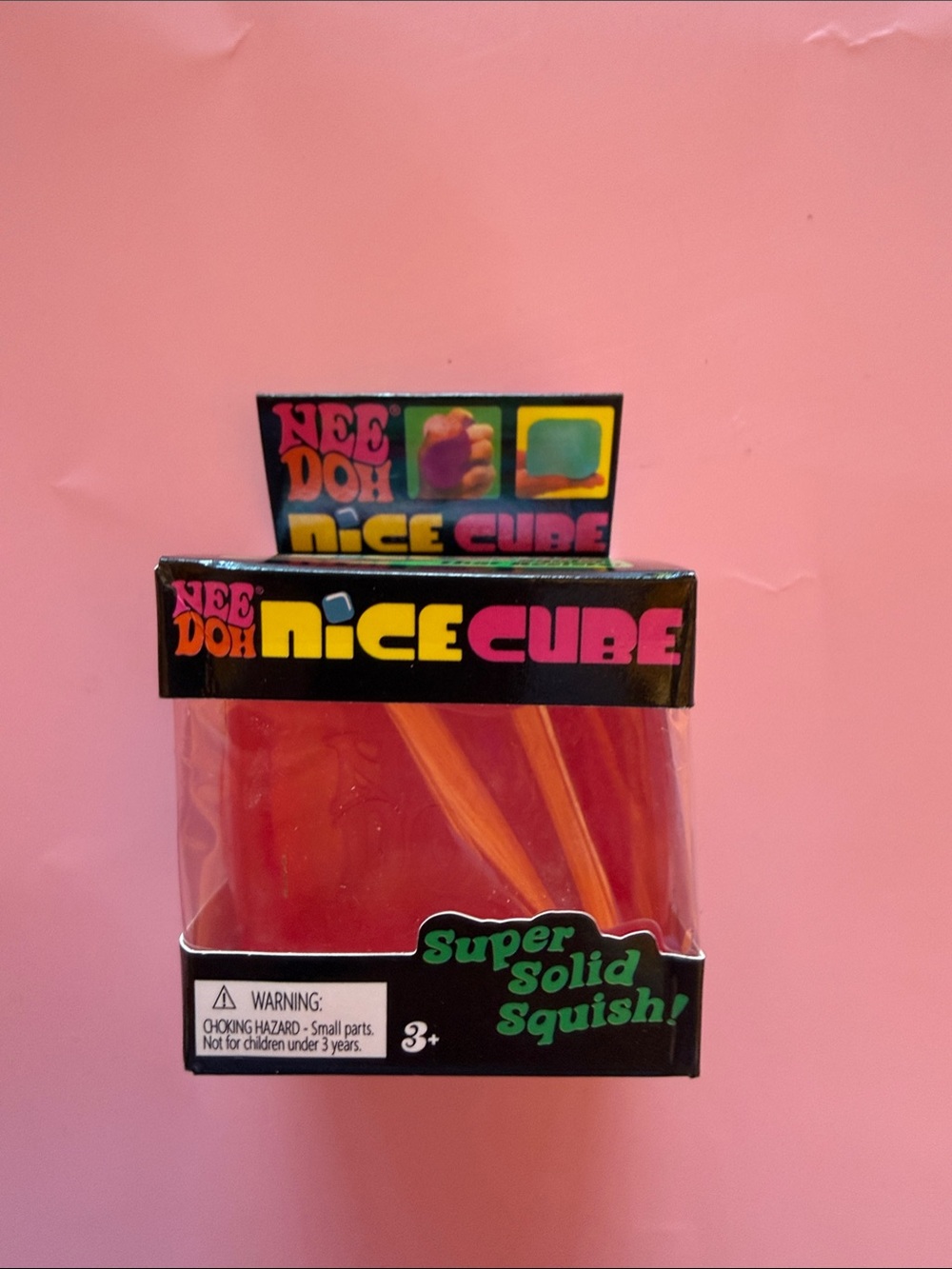 Genuine Nee Doh Ni-ce Cube - pink Super Solid Squish new box
